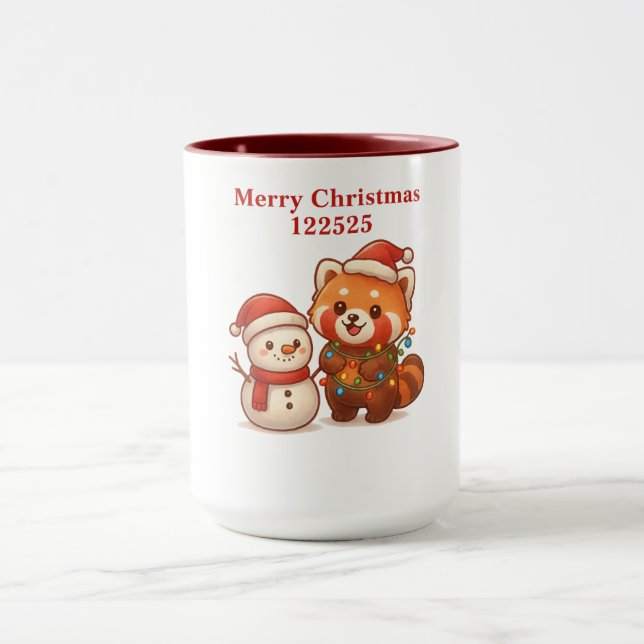 Red panda with Snowman Mug (Center)