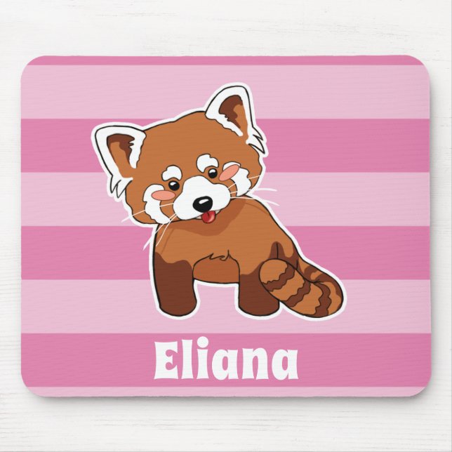 Red Panda With Your Name - Personalised Animal Mouse Pad (Front)