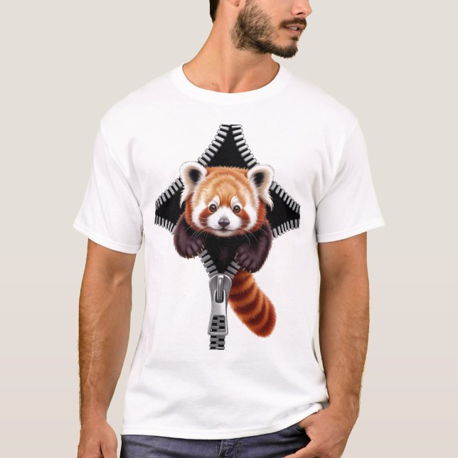 Red Panda with zipper T-Shirt (Front)