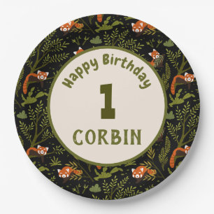 Red Panda Woodland Zoo Wild One Animal Custom Paper Plate