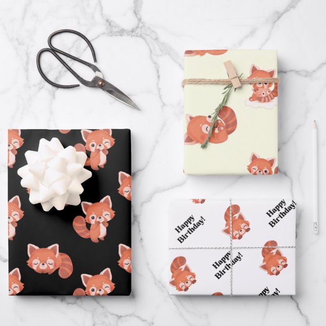 Red panda wrapping paper  (Front)