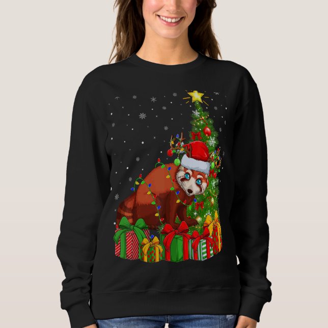 Red Panda   Xmas Holiday Santa Red Panda Christmas Sweatshirt (Front)