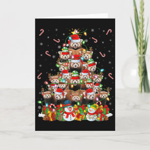 Red Panda Xmas Lighting Tree Santa Red Panda Chris Card