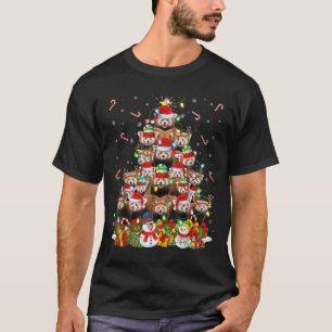 Red Panda Xmas Lighting Tree Santa Red Panda Chris T-Shirt
