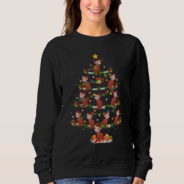 Red Panda   Xmas Lights Red Panda Christmas Tree Sweatshirt (Front)