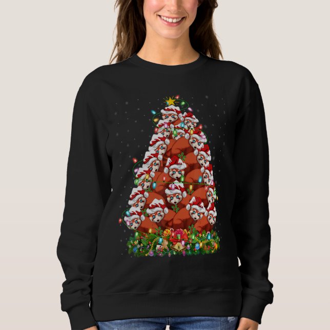 Red Panda   Xmas Lights Santa Red Panda Christmas  Sweatshirt (Front)