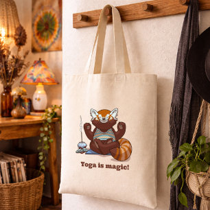 Red Panda Yoga Is Magic! Animal Meditation Artwork Tote Bag
