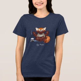 Red Panda Yoga Master Teacher Gift Animal Artwork Tri-Blend Shirt