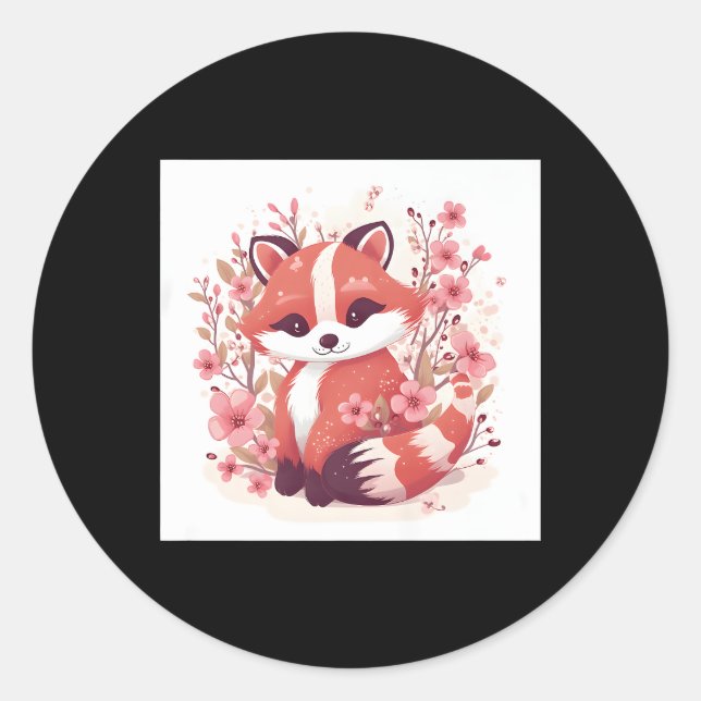 Red Pandas And Cherry Blossoms St Trend Of The Sea Classic Round Sticker (Front)