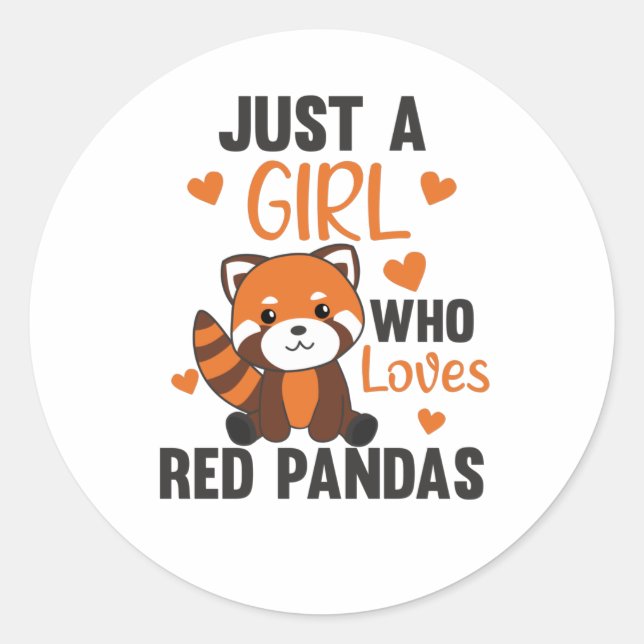 Red Pandas Girl Love Red Panda Kawaii Cute Animals Classic Round Sticker (Front)