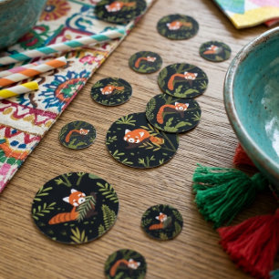 Red Pandas in the Forest Black Confetti