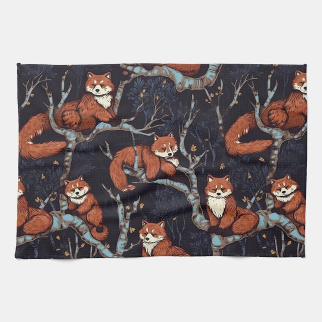Red Pandas in Trees Tea Towel (Horizontal)