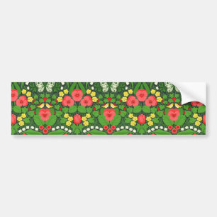 Red pansies, birds and butterflies bumper sticker