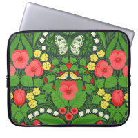Red pansies, birds and butterflies