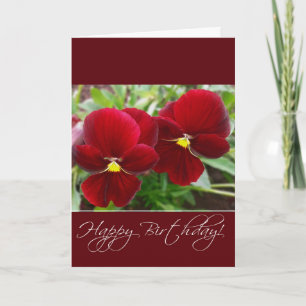Red Pansies Birthday Greeting Card