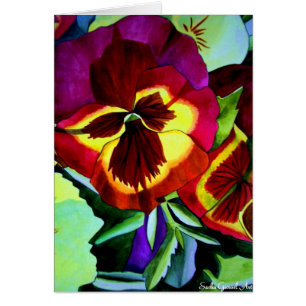 Red pansies watercolor flower original art