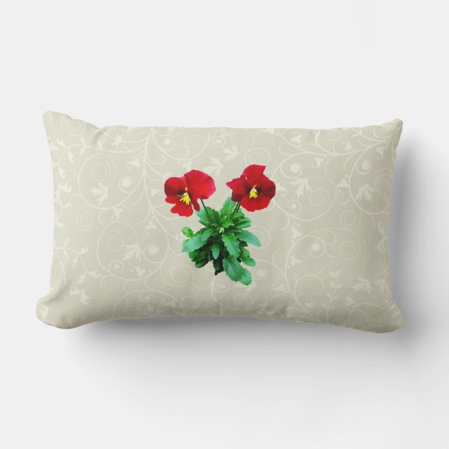 Red Pansy Duo Lumbar Cushion (Front)
