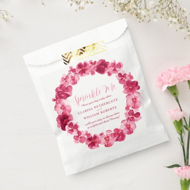 Red pansy watercolor wedding spinkle me confetti favour bag (Sealed)