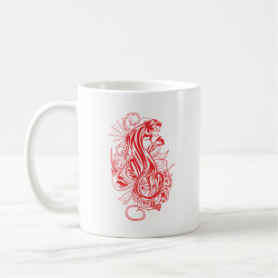 Red Panther Gothic Tattoo Style Dark Aesthetic Coffee Mug