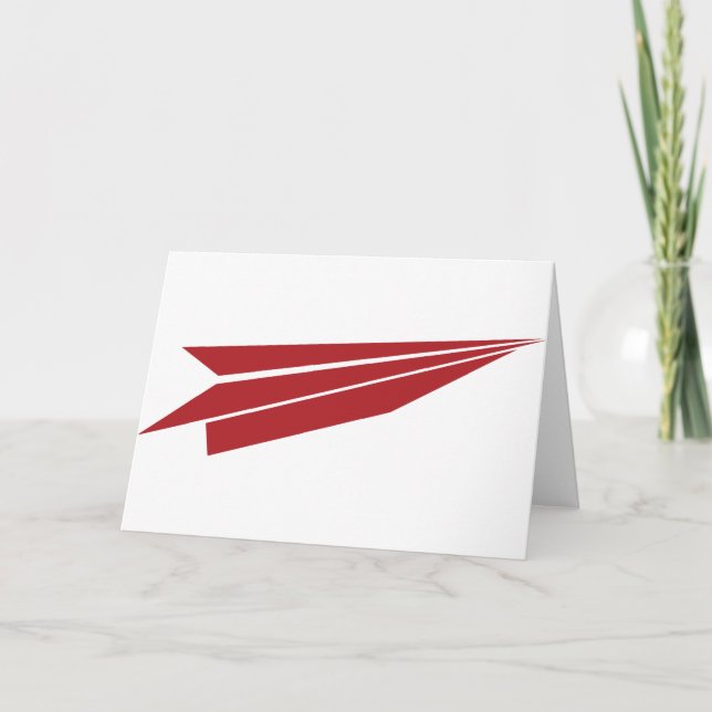 Red Paper Aeroplane Icon Card (Front)