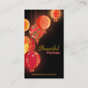 Red Paper Lanterns Interior Design Business Card