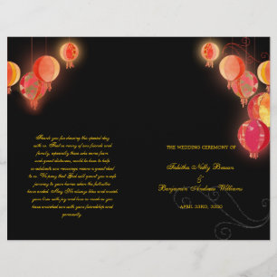 Red Paper Lanterns Wedding Bi Fold Program