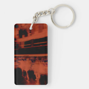 Red Paris night. Cool blurry motion of people Key Ring