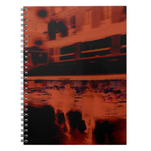 Red Paris night. Cool blurry motion of people Notebook