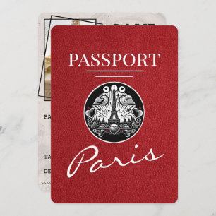 Red Paris Passport Save The Date