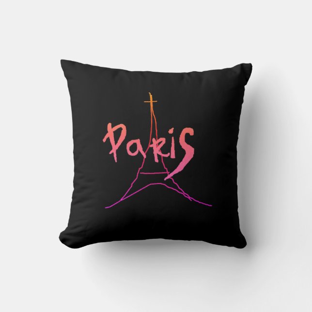 Red Paris Stylish Throw Pillow / Cushion (Front)
