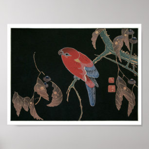 Red Parrot on the Branch of a Tree, Jakuchū Poster