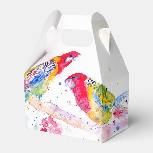 Red Parrot Wedding Cake Favour Box Rosella Bird (Front Side)