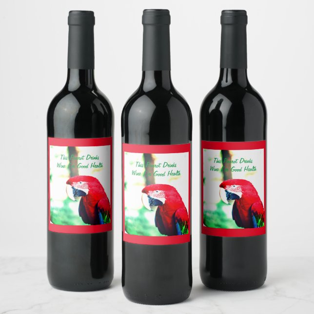 Red Parrot Wine Labels (Bottles)
