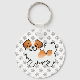 Red Parti-Colour Tibetan Spaniel Cute Cartoon Dog Key Ring