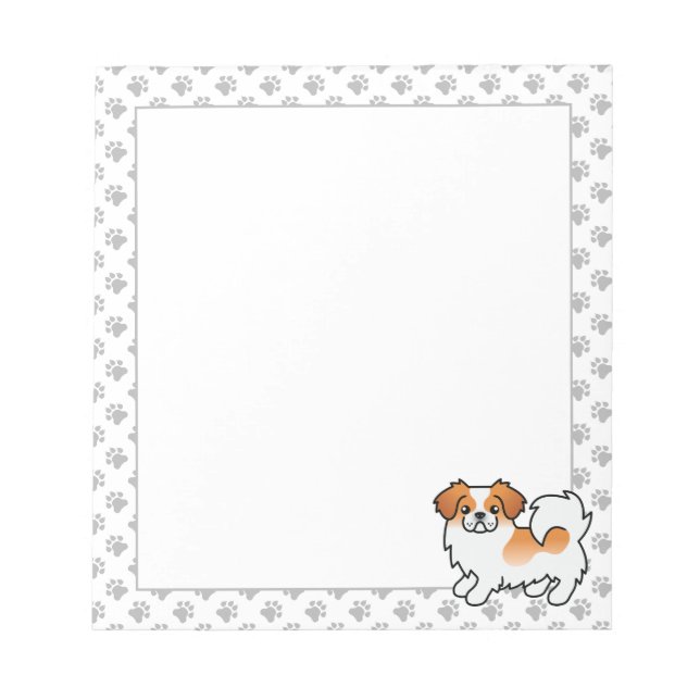Red Parti-Colour Tibetan Spaniel Cute Cartoon Dog Notepad (Front)