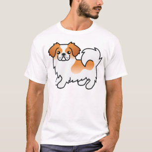 Red Parti-Colour Tibetan Spaniel Cute Cartoon Dog T-Shirt