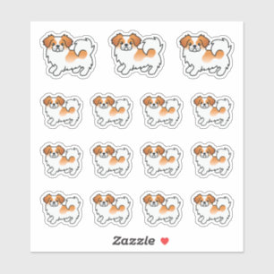 Red Parti-Colour Tibetan Spaniel Cute Cartoon Dogs