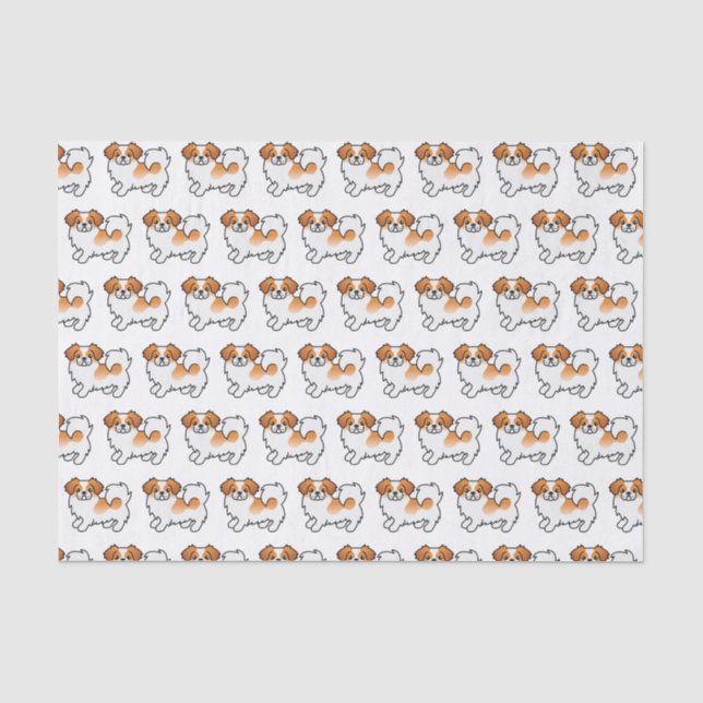 Red Parti-Colour Tibetan Spaniel Cute Dog Pattern Tissue Paper (Front)