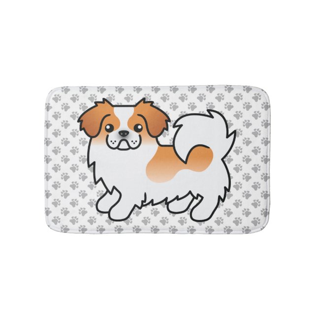 Red Parti-Colour Tibetan Spaniel Cute Dog & Paws Bath Mat (Front)
