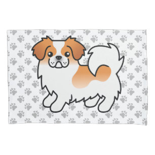 Red Parti-Colour Tibetan Spaniel Cute Dog & Paws Pillowcase