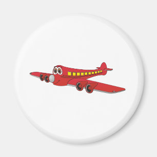 Red Passenger Jet Cartoon Magnet