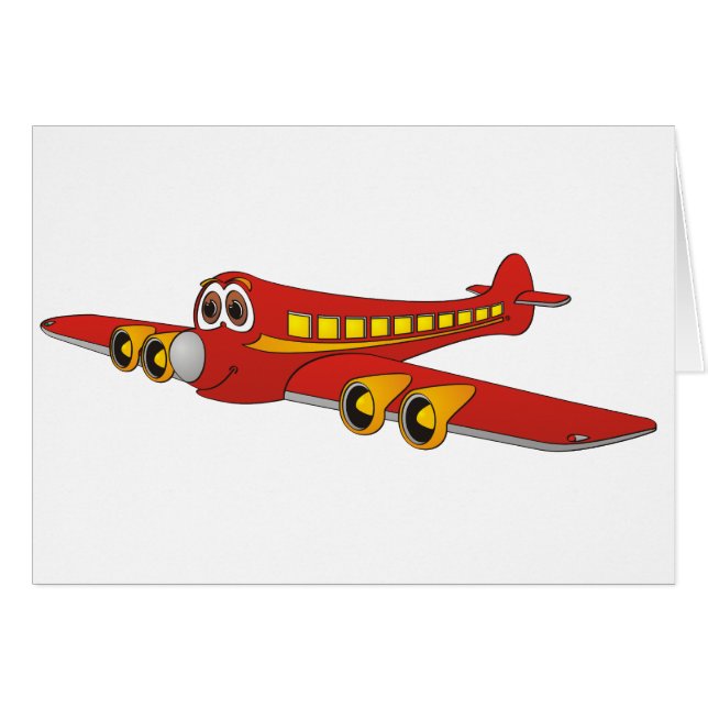 Red Passenger Jet O Cartoon (Front Horizontal)