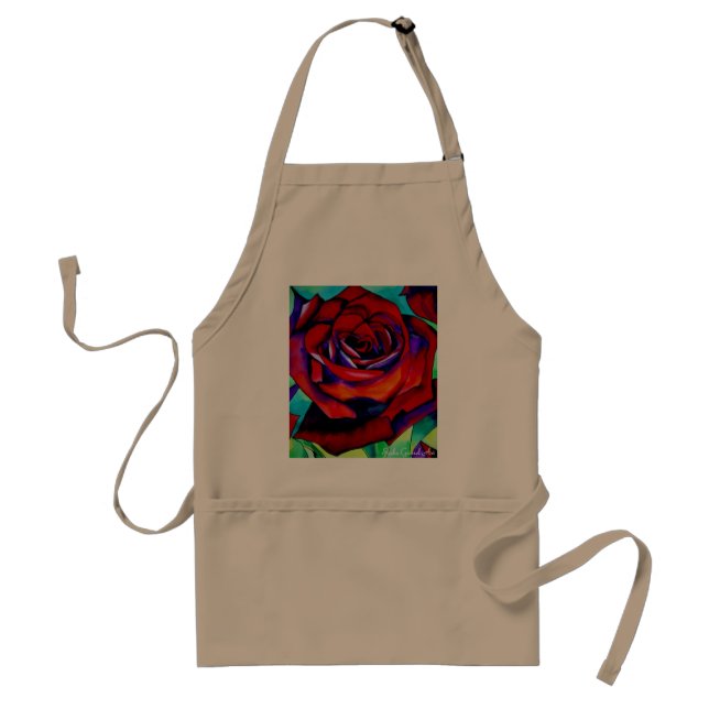 Red passion rose original watercolor art standard apron (Front)