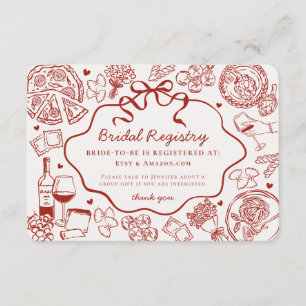 Red Pasta Thats Amore Italian Bridal Registry Enclosure Card