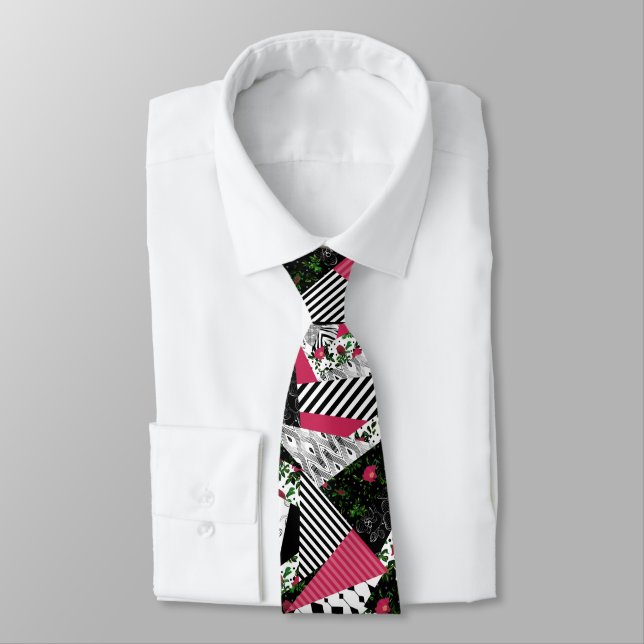 red patchwork, popular, patchwork  tie (Tied)