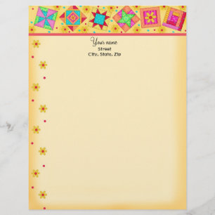 Red Patchwork Quilt Blocks Letterhead Template