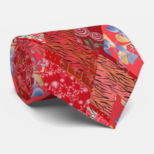 Red patchwork tie