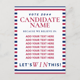 Red Patriotic Political Republican Campaign Invitation Postcard