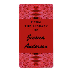 red pattern bookplates