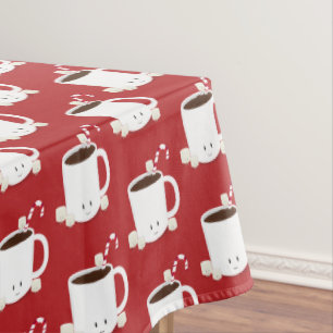 Red Pattern Hot Chocolate Christmas Tablecloth